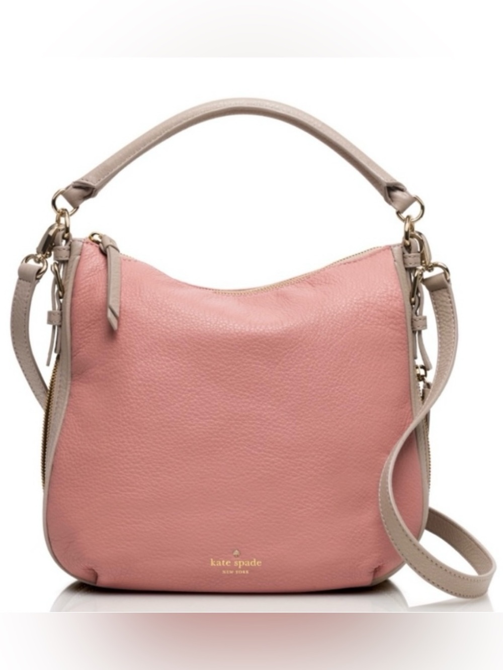 NWT KATE SPADE COBBLE HILL SMALL ELLA PINK & BEIGE CROSSBODY BAG